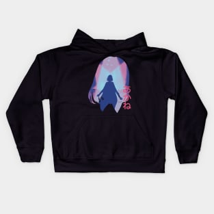 Oshi no Ko or My Star Idol's Child Anime and Manga Characters Akane Kurokawa the Genius Actress Awesome Neon Silhouette Figure on the Lalalie Stage featured with Cute Pink Akane Japanese Lettering Kids Hoodie